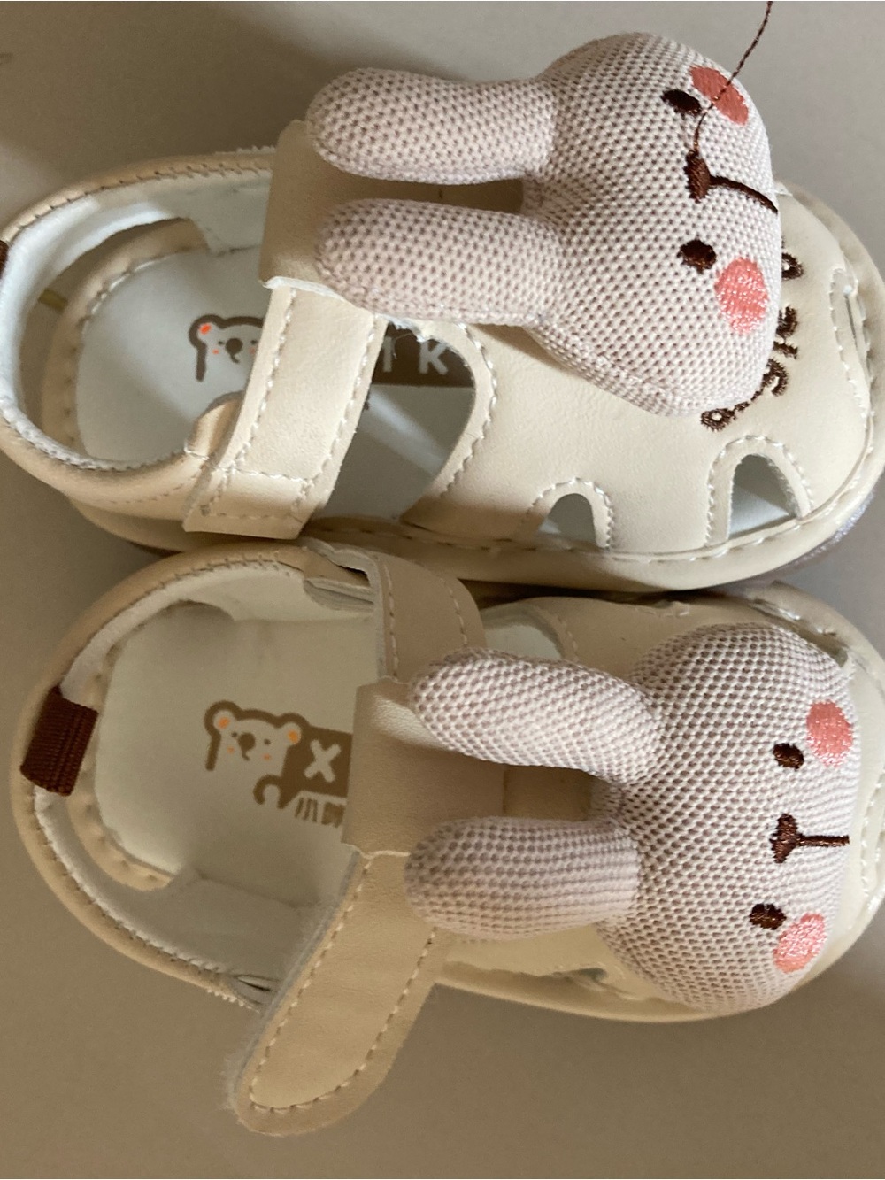 Cream Kids Sandals with Bunny Accent